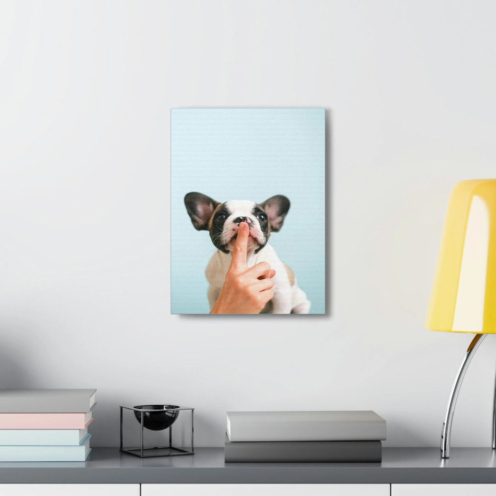 French Bulldog Says Quiet Canvas Wall Art Unframed
